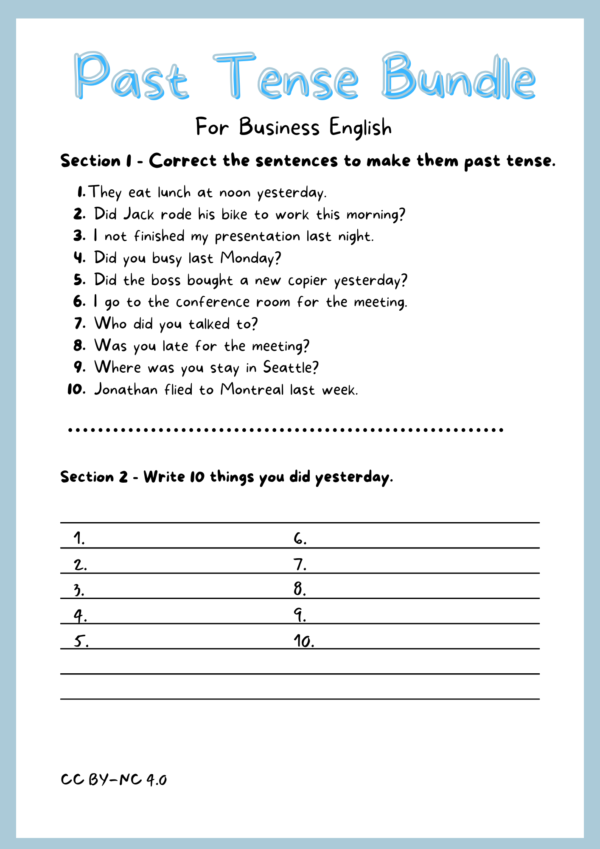 FREE Sneak Peak at Past Tense Bundle